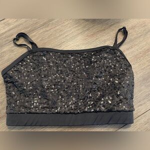 Weissman Black Sequin Spandex Camisole Bra Top - Size SA